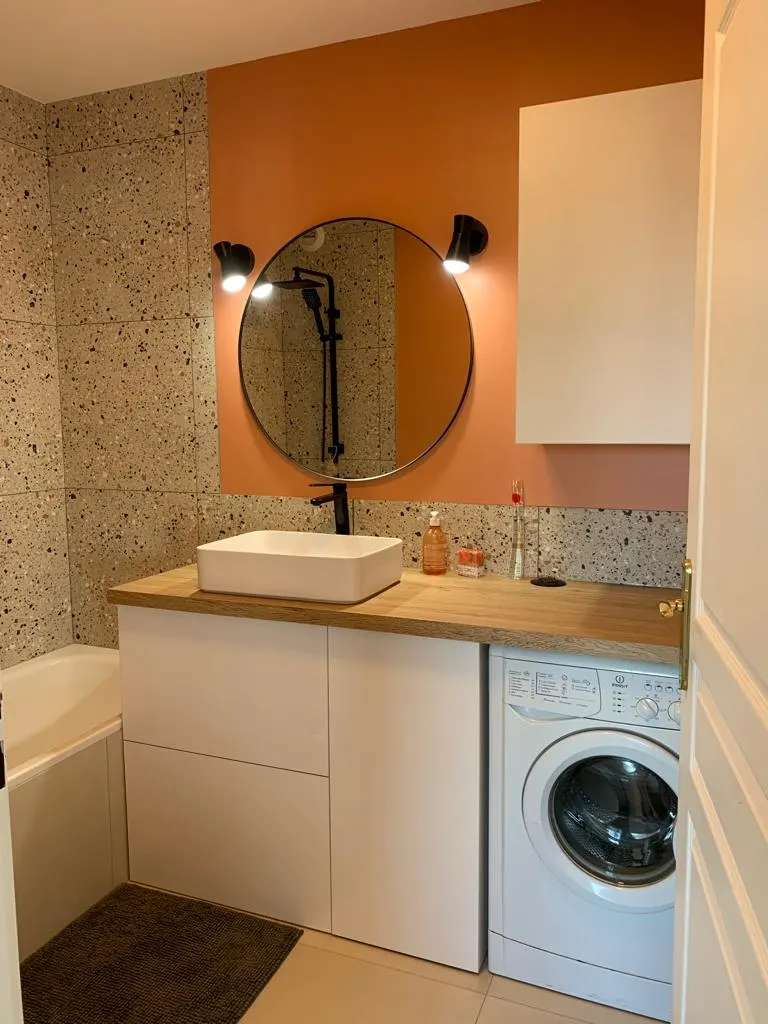 Meuble de salle de bain bois et vasque à poser